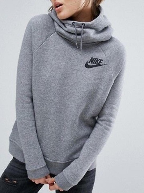 Nike Jackets & Blazers - Nike “Rally Funnel Neck” Sweatshirt Hooded Flannel Lined Size Small Gray